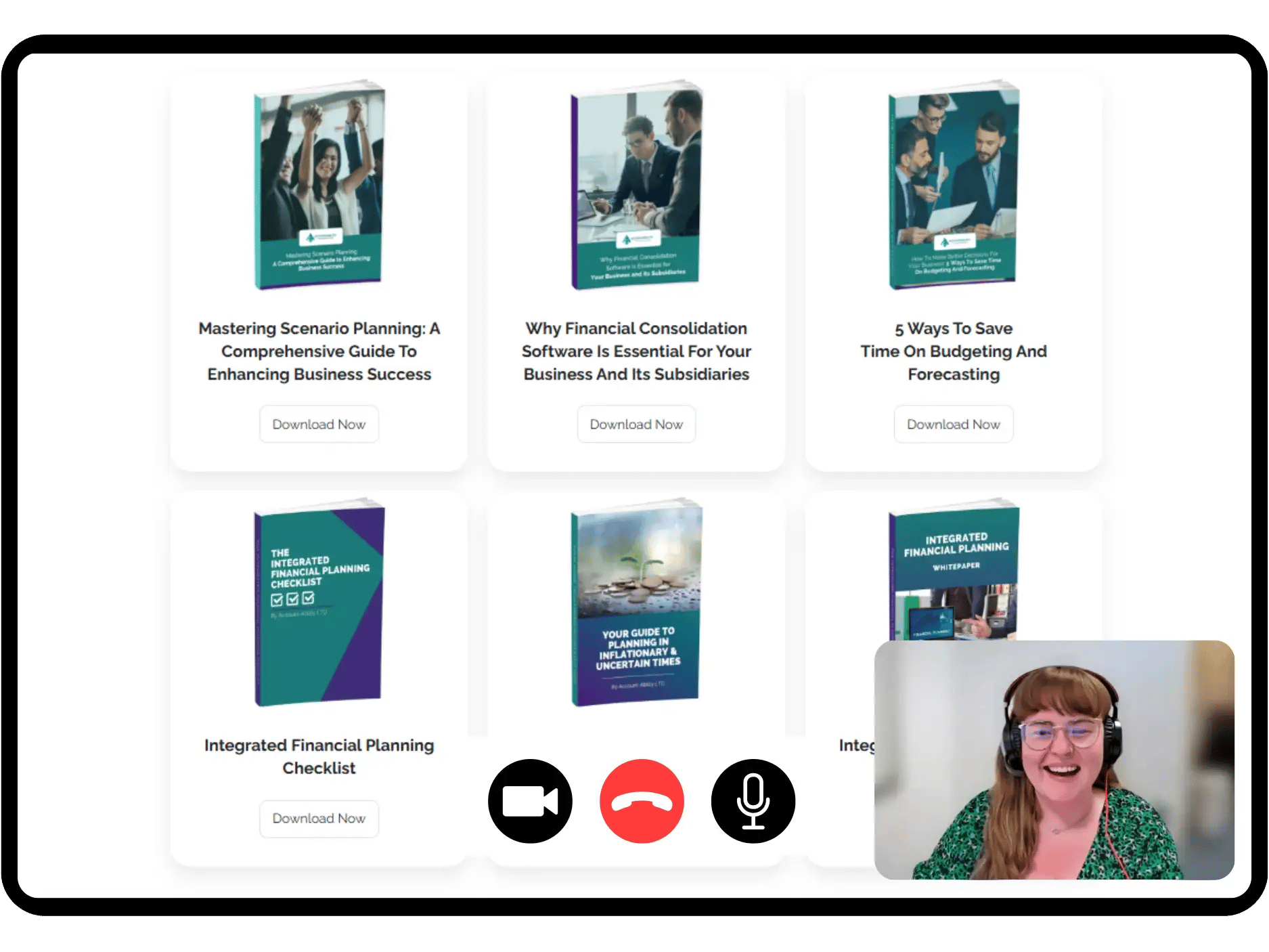 Ellis presenting to her client all the content JDR has written for their marketing campaign